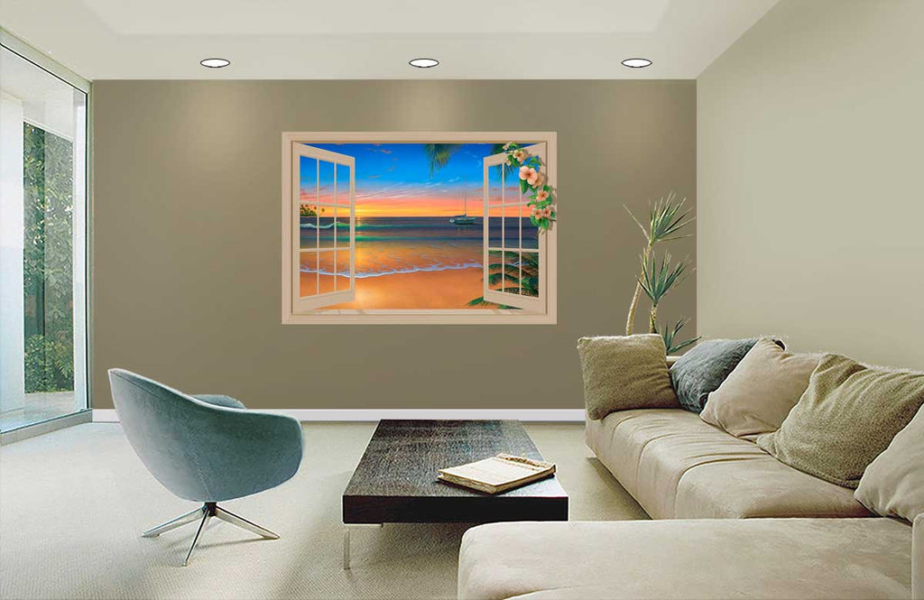 Evening in Paradise  Window Mural -  available in 3 sizes