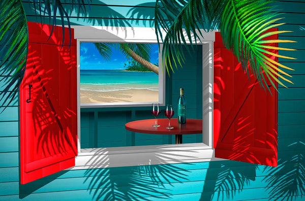 Beach View Window Mural