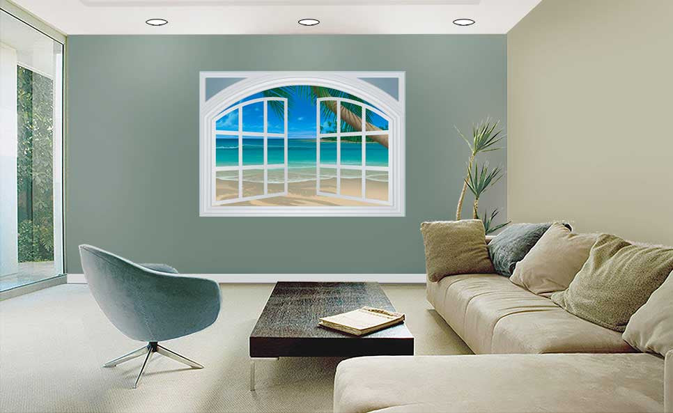 Beach Window Mural on Wall