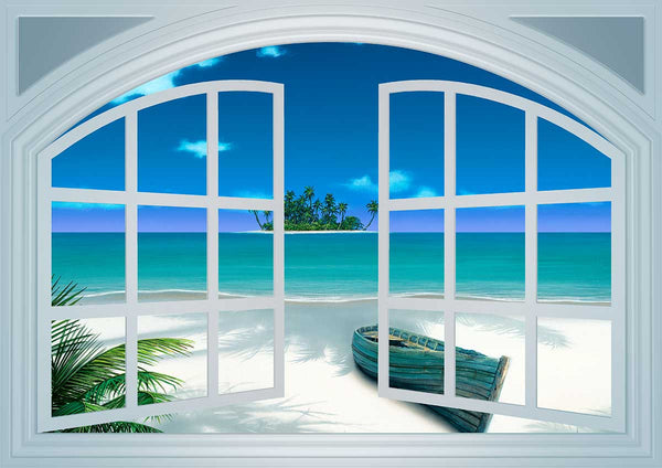 Beach View Window Mural