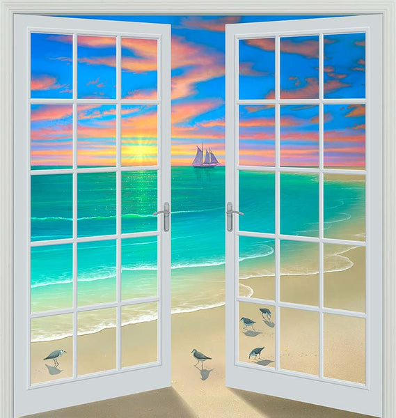 At the Beach (80" x 84") - French Door Wall Mural