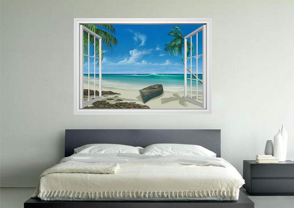 Tropical Beach window mural