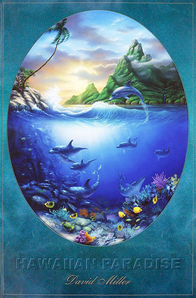 "Hawaiian Paradise" Dolphin Poster - 24" x 36"