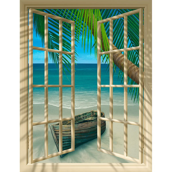 Tropical Beach Window Mural